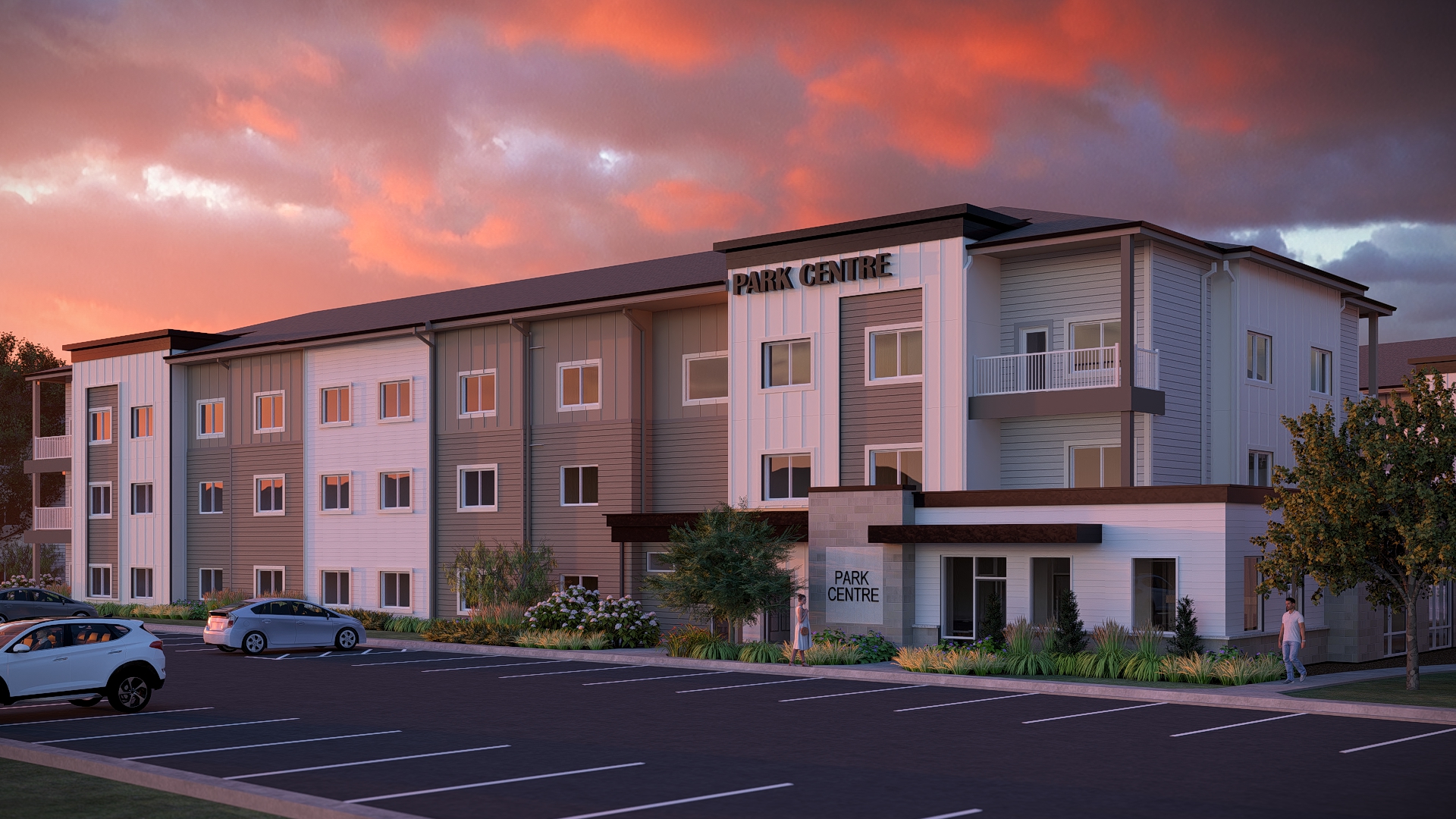 Park Center, dusk render